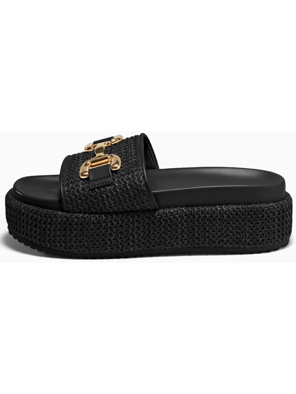 Women's Polish Black Comfortable Stylish Beach Style Round Open Toe Sandals - Picture 4 of 5